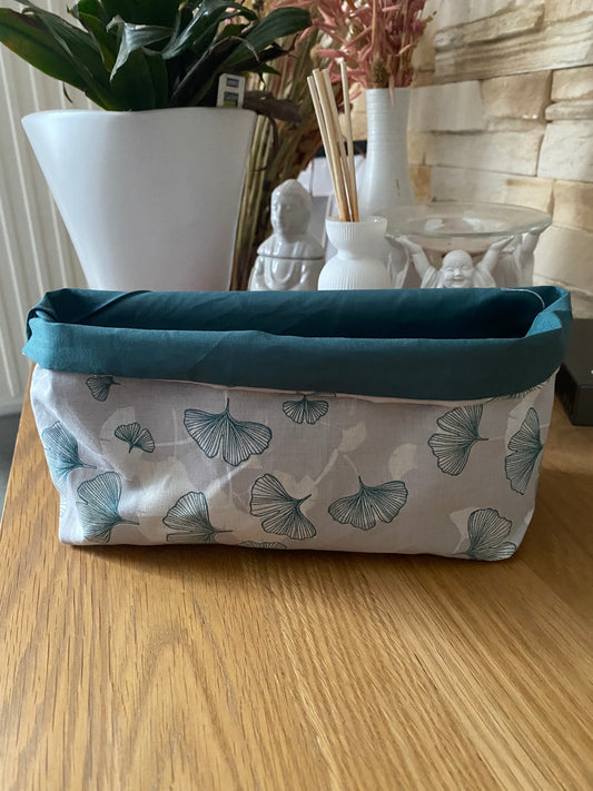 Corbeille en tissu ginkgo bleu