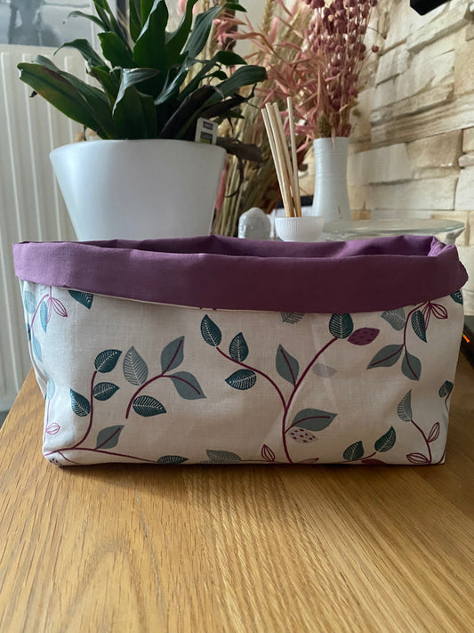 Corbeille en tissu lilas